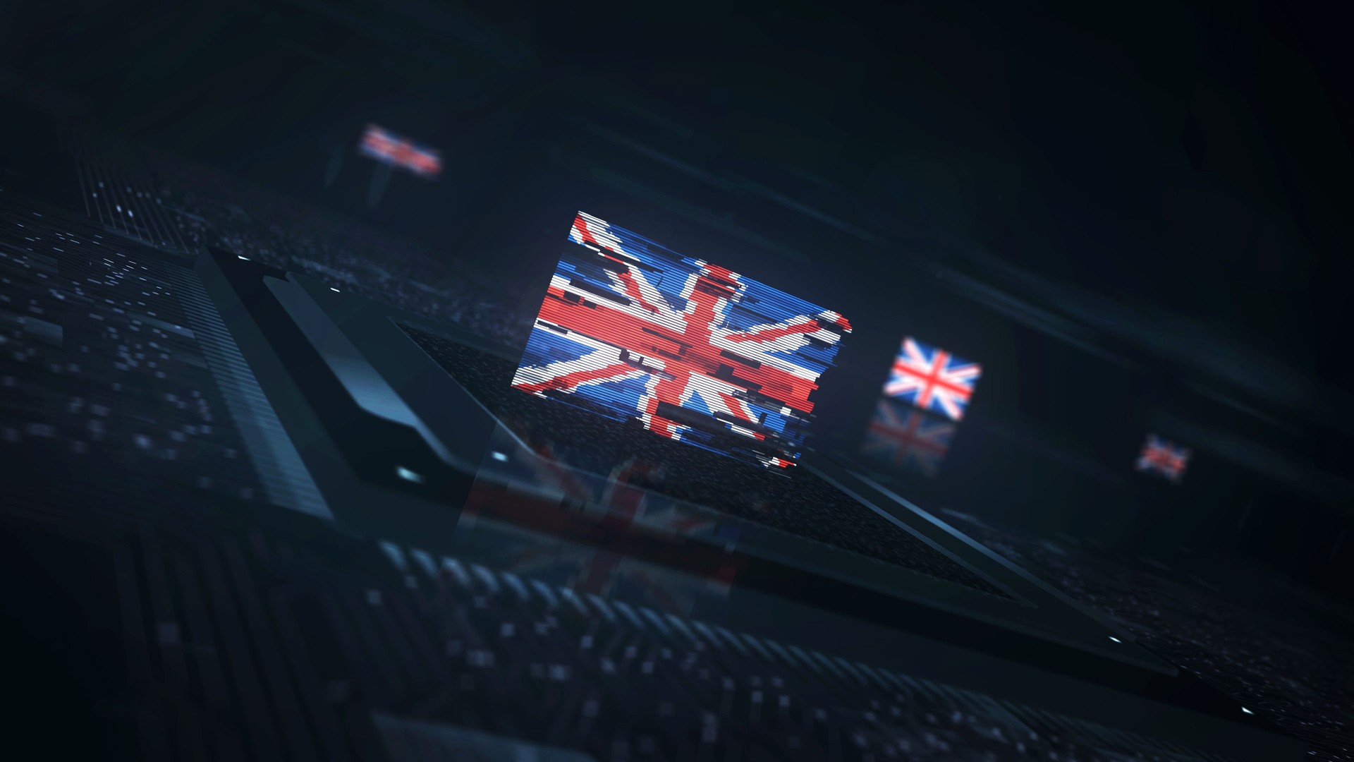 UK United Kingdom digital technology flag on computer CPU